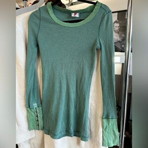 Free People Sage Green Thermal Top